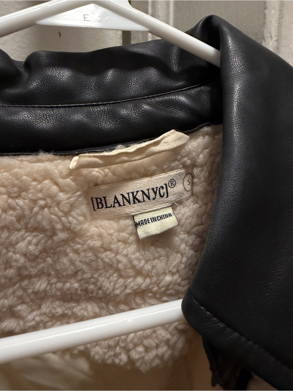Blank NYC Cream Sherpa Jacket with Black Trim Accents - Picture 2 of 4